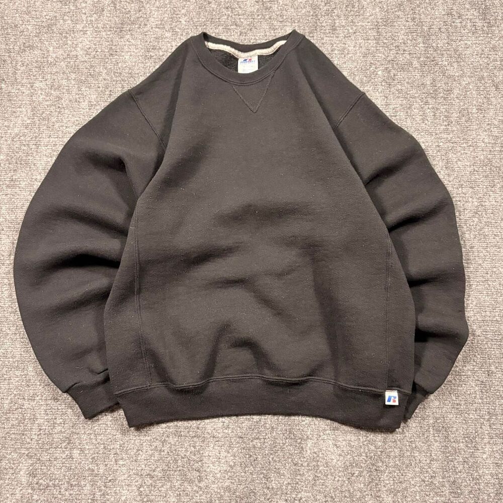 russell athletic blank black pullover crewneck